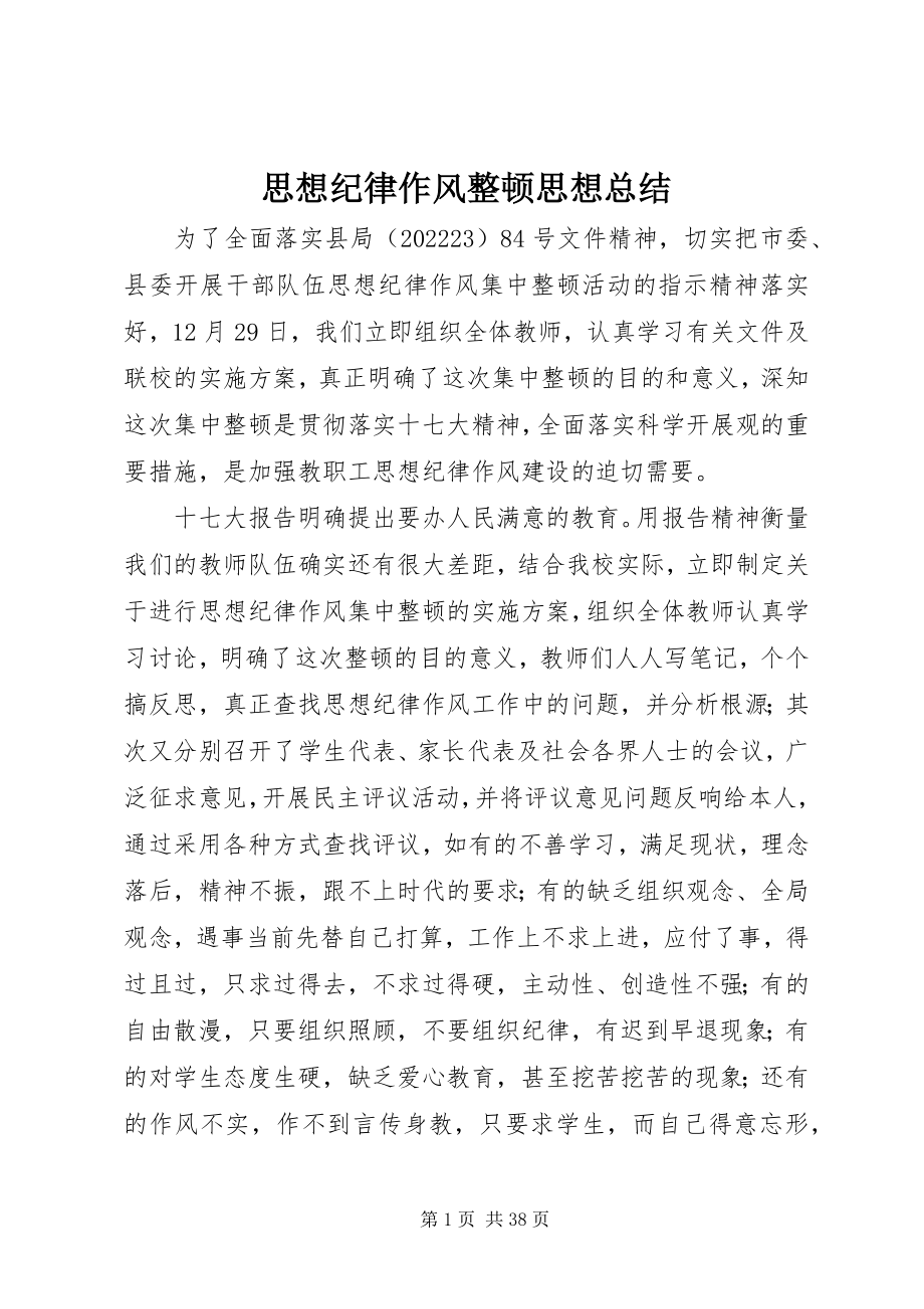 2023年思想纪律作风整顿思想总结.docx_第1页