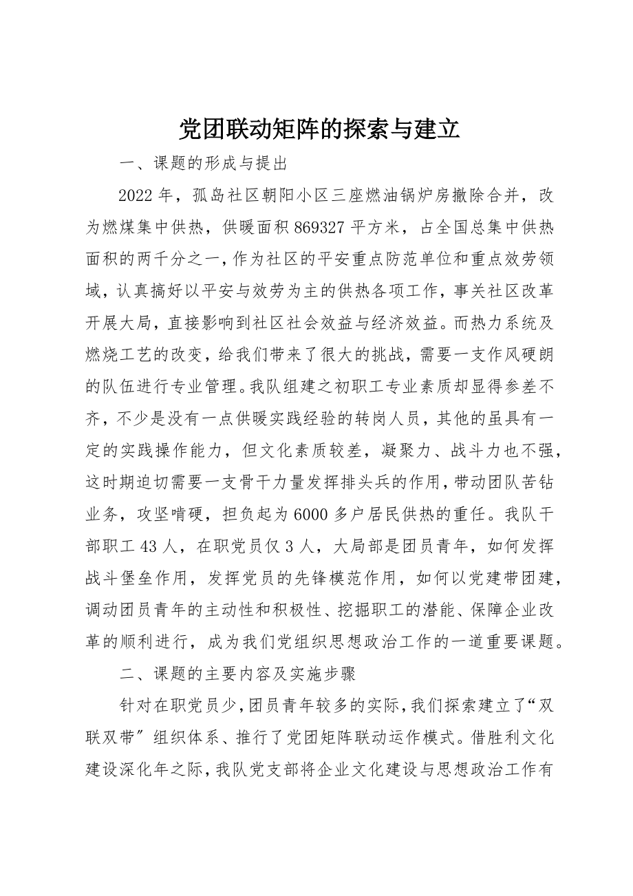 2023年党团联动矩阵的探索与建立.docx_第1页