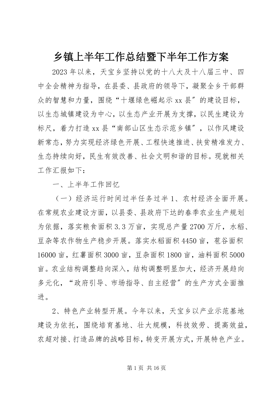 2023年乡镇上半年工作总结暨下半年工作计划.docx_第1页