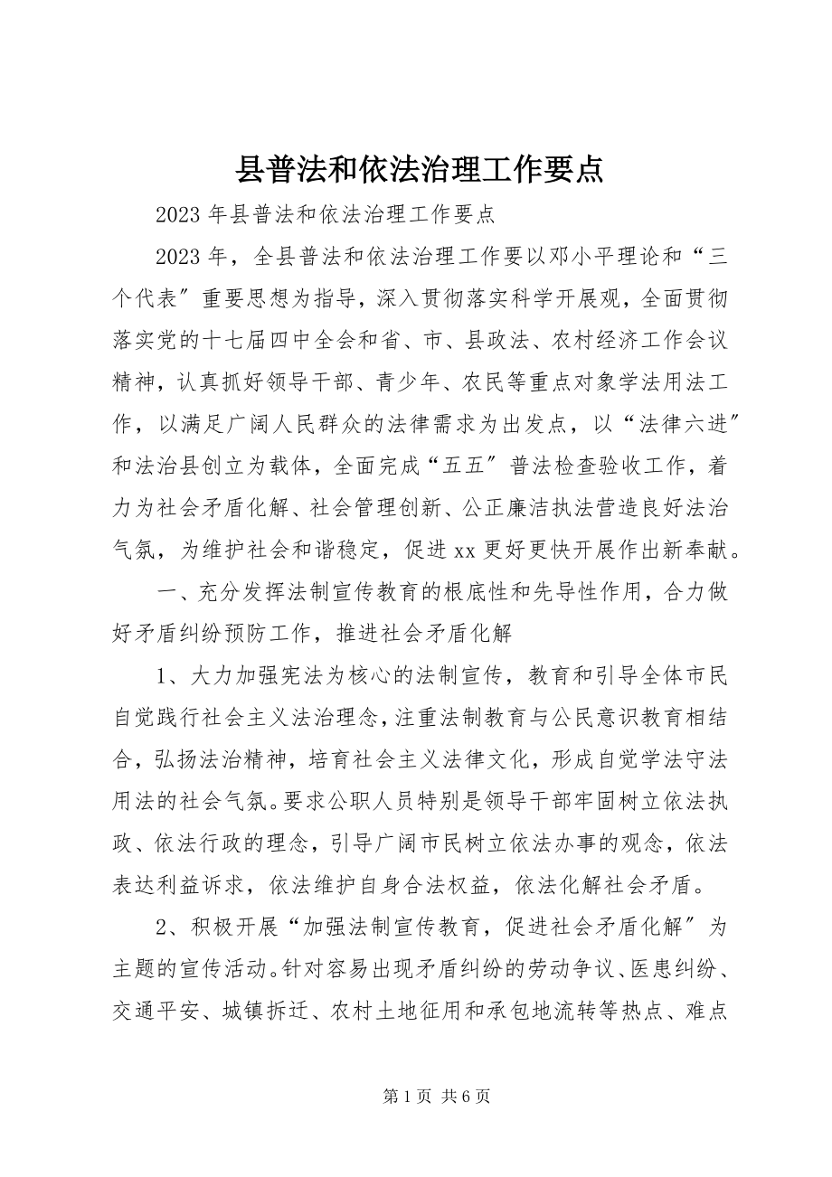 2023年县普法和依法治理工作要点.docx_第1页