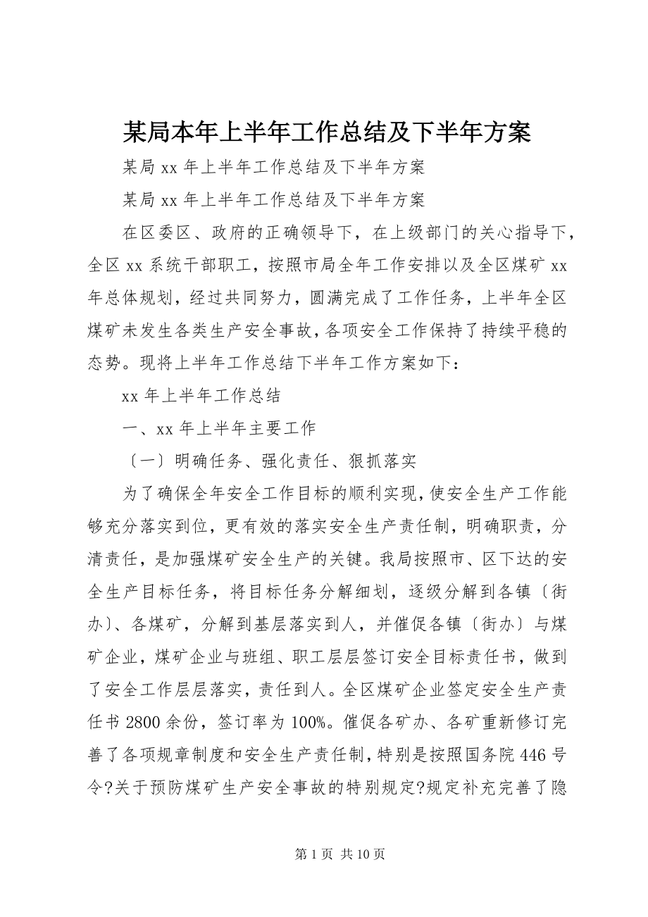 2023年某局本上半年工作总结及下半计划.docx_第1页