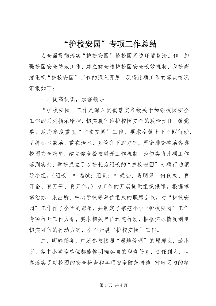 2023年护校安园专项工作总结.docx_第1页