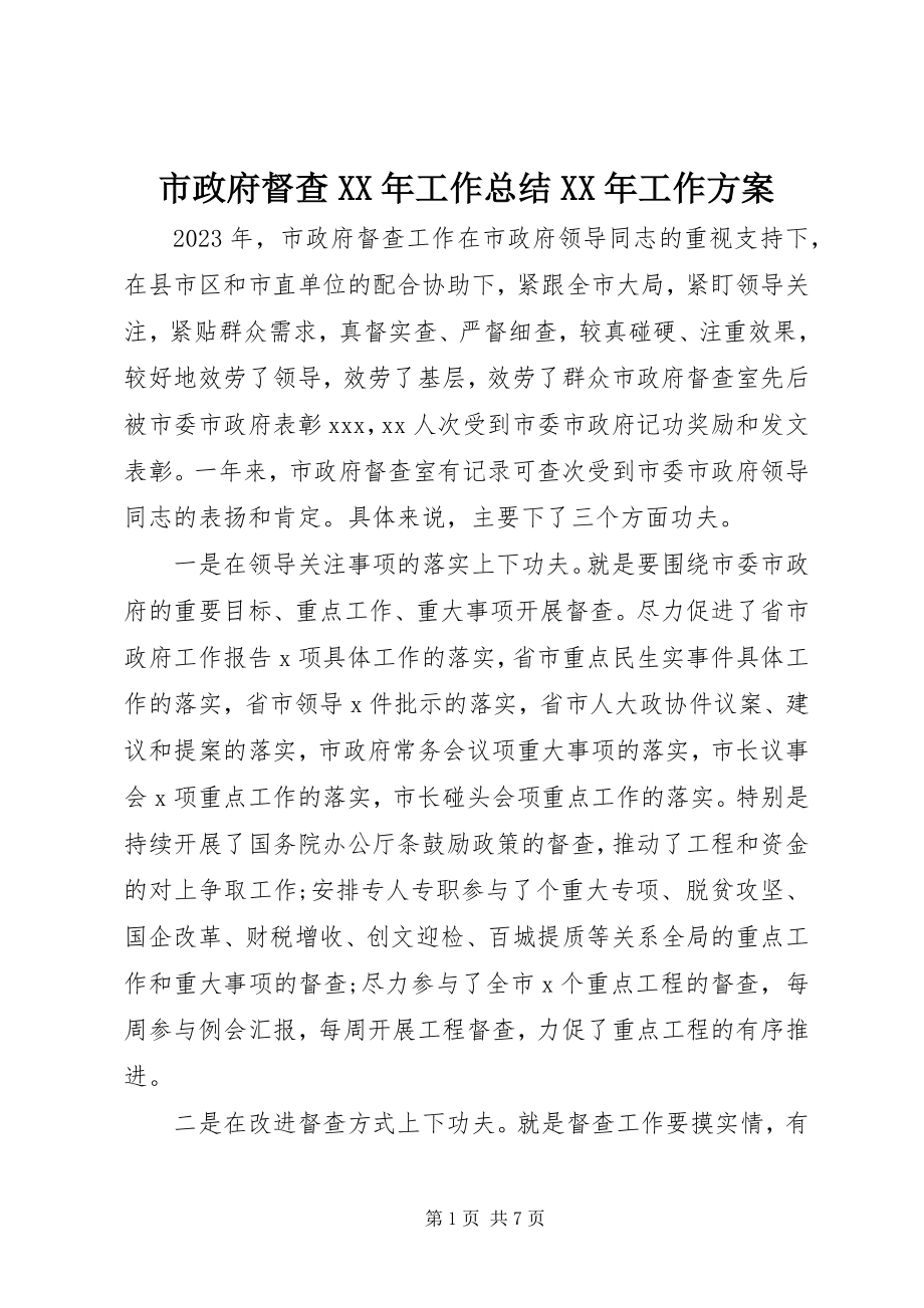 2023年市政府督查工作总结工作计划.docx_第1页