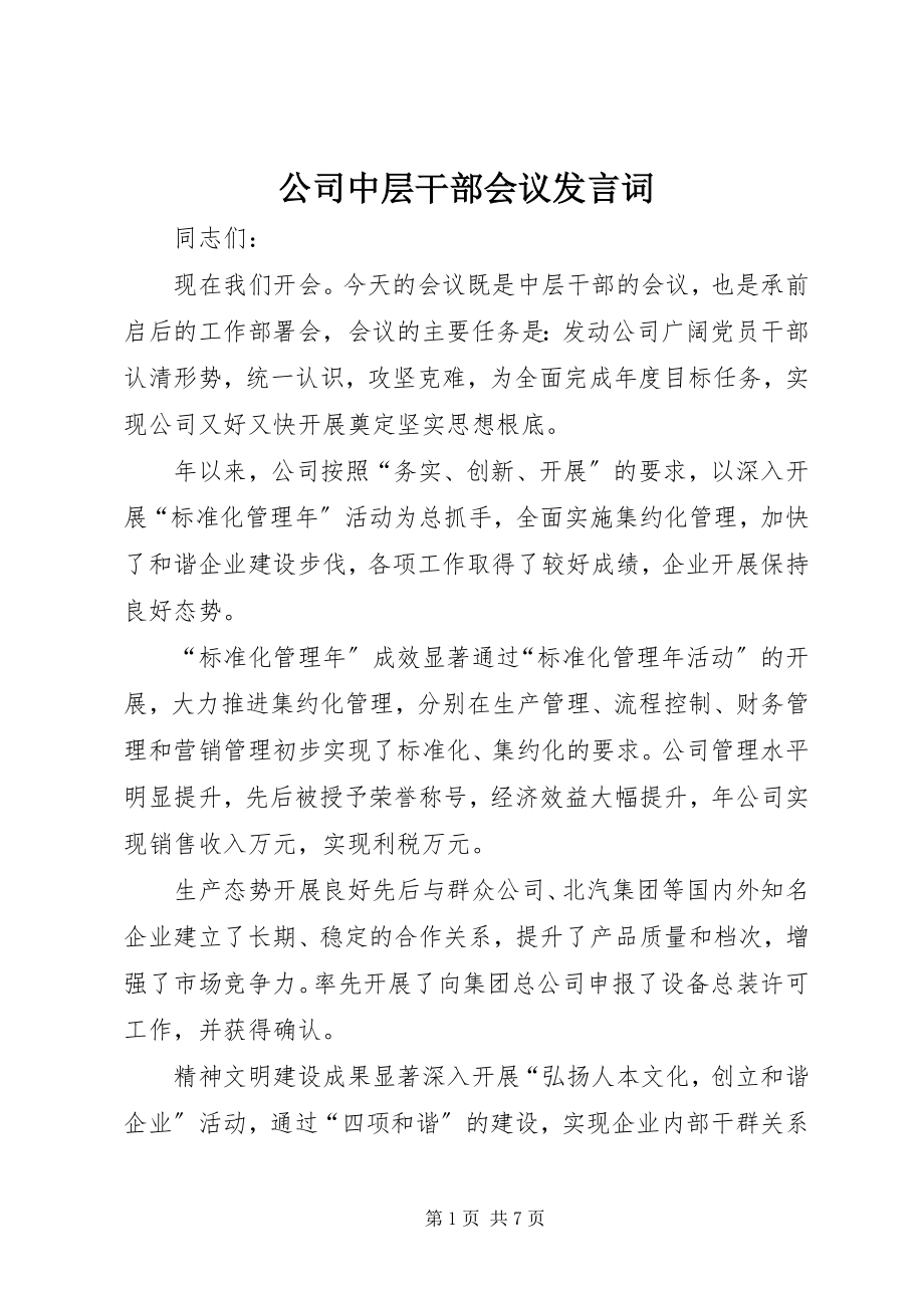 2023年公司中层干部会议讲话词.docx_第1页