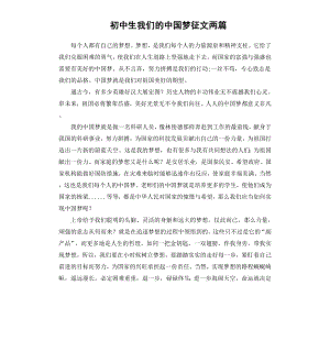 初中生我们的中国梦征文两篇.docx