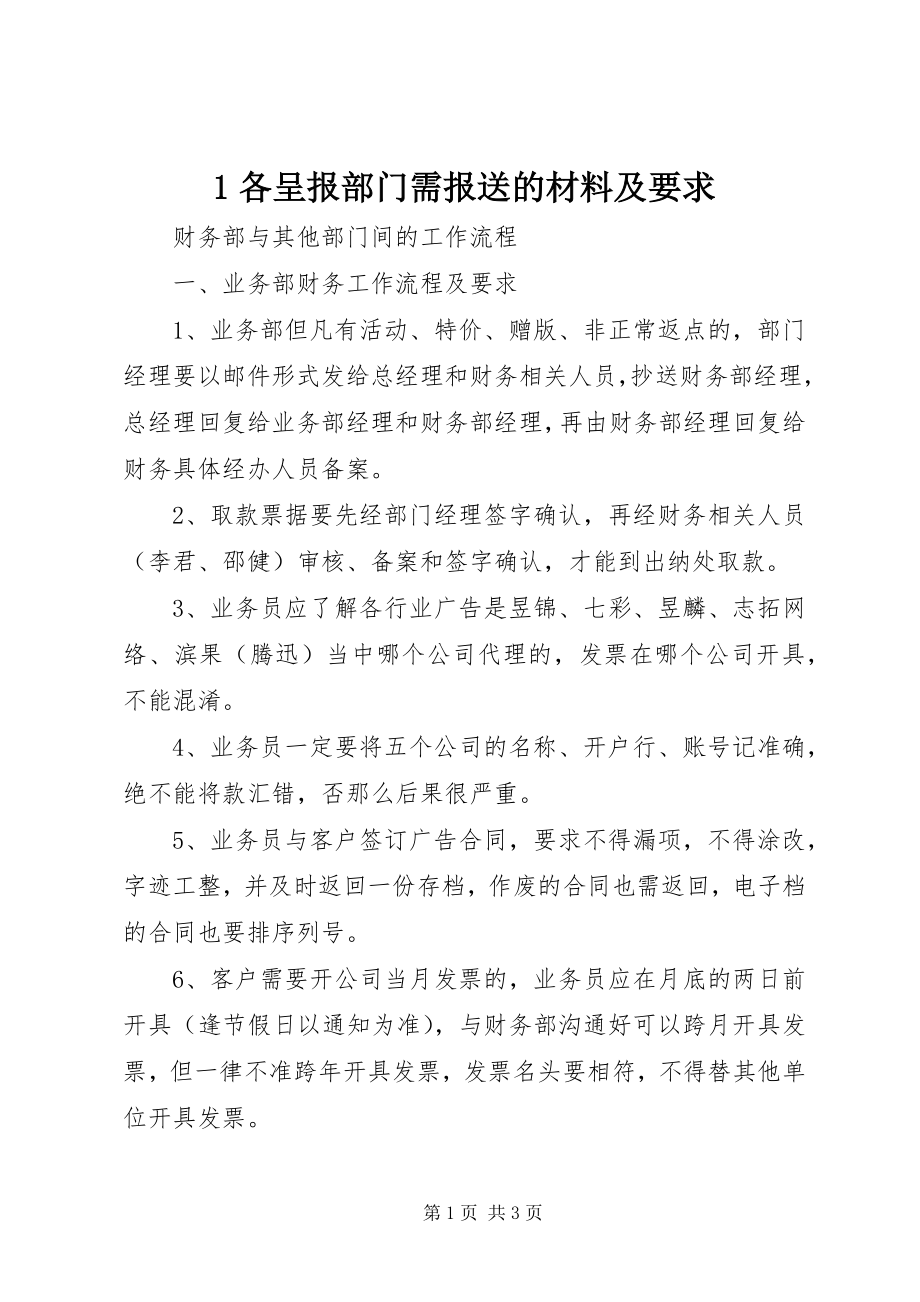 2023年各呈报部门需报送的材料及要求新编.docx_第1页