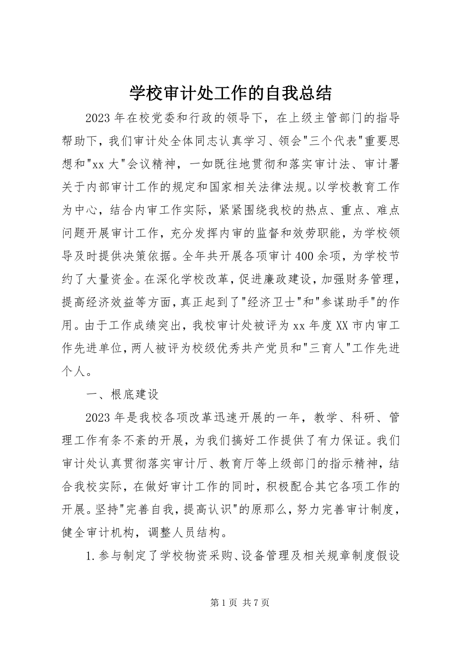 2023年学校审计处工作的自我总结.docx_第1页