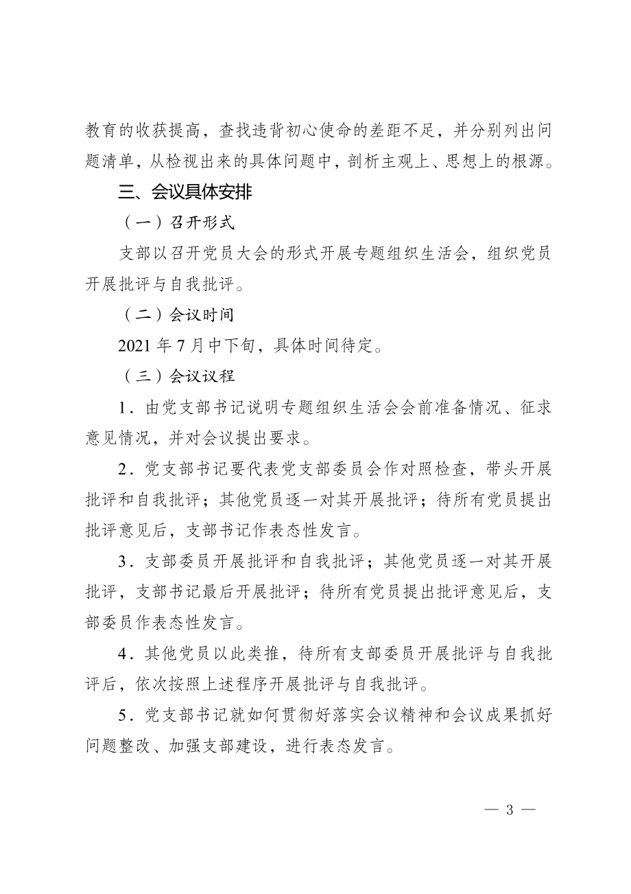 党支部党史学习教育专题组织生活会实施方案.docx_第3页