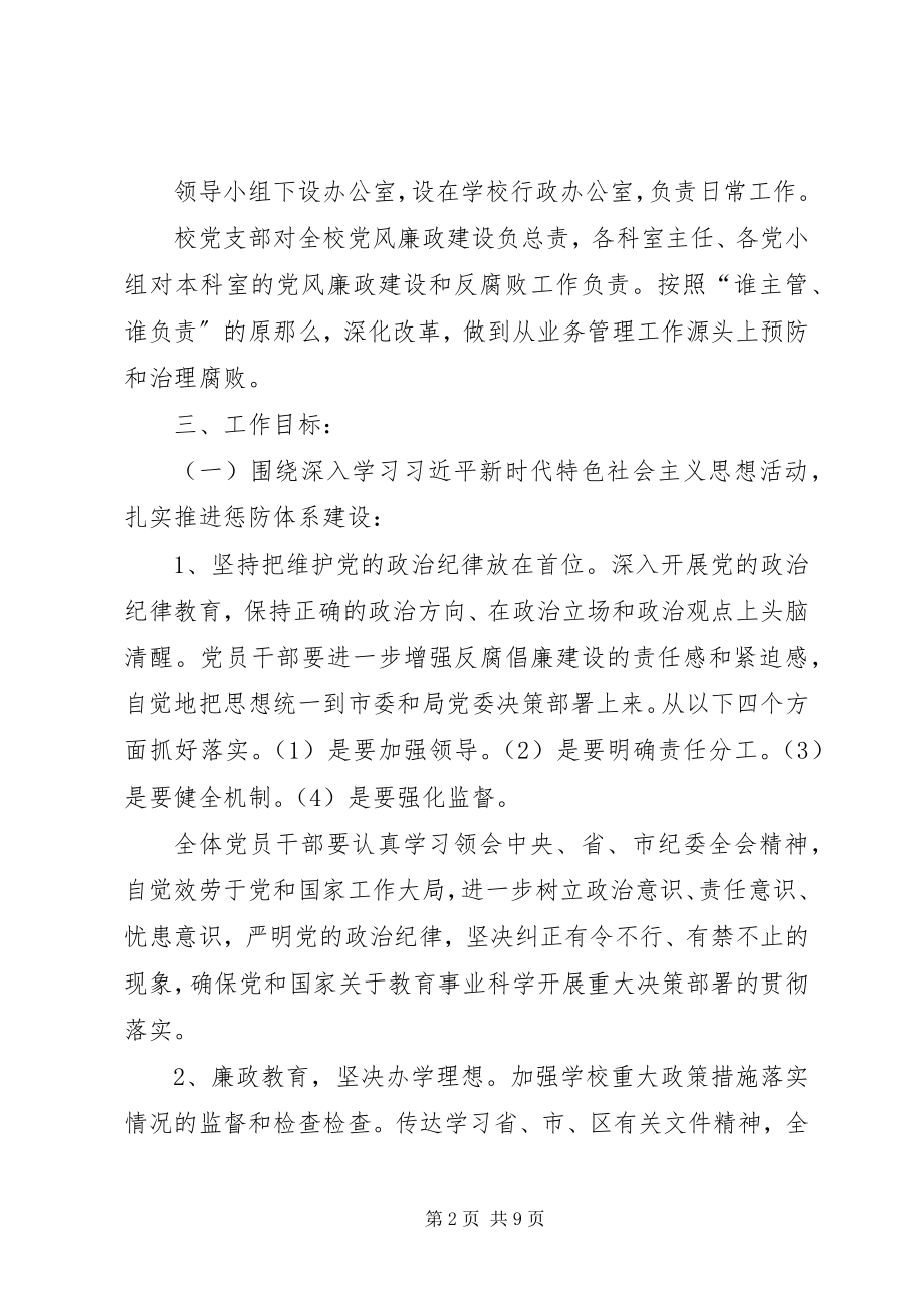 2023年学校党风廉政建设和反腐败工作实施方案.docx_第2页