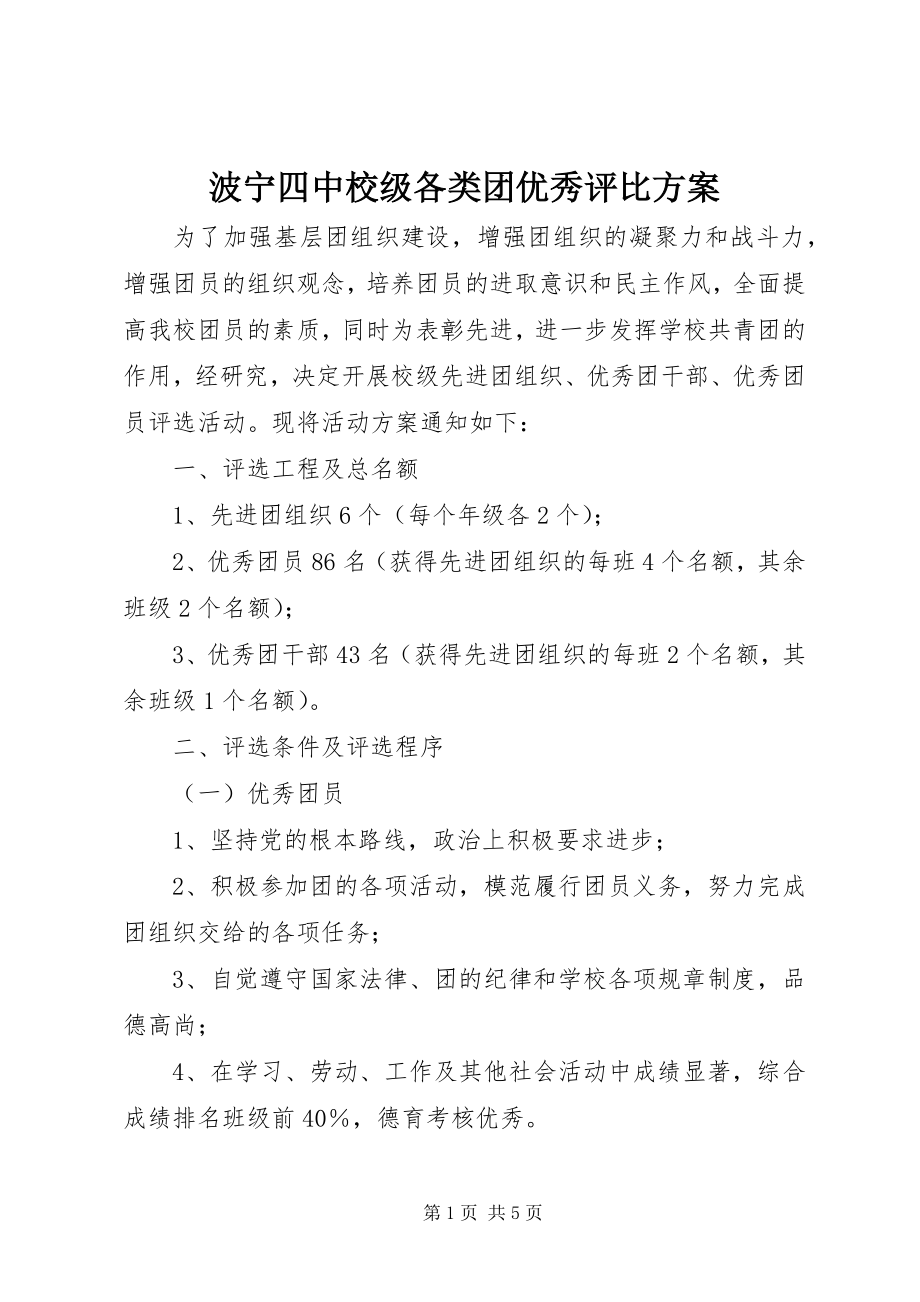 2023年波宁四中校级各类团优秀评比方案新编.docx_第1页