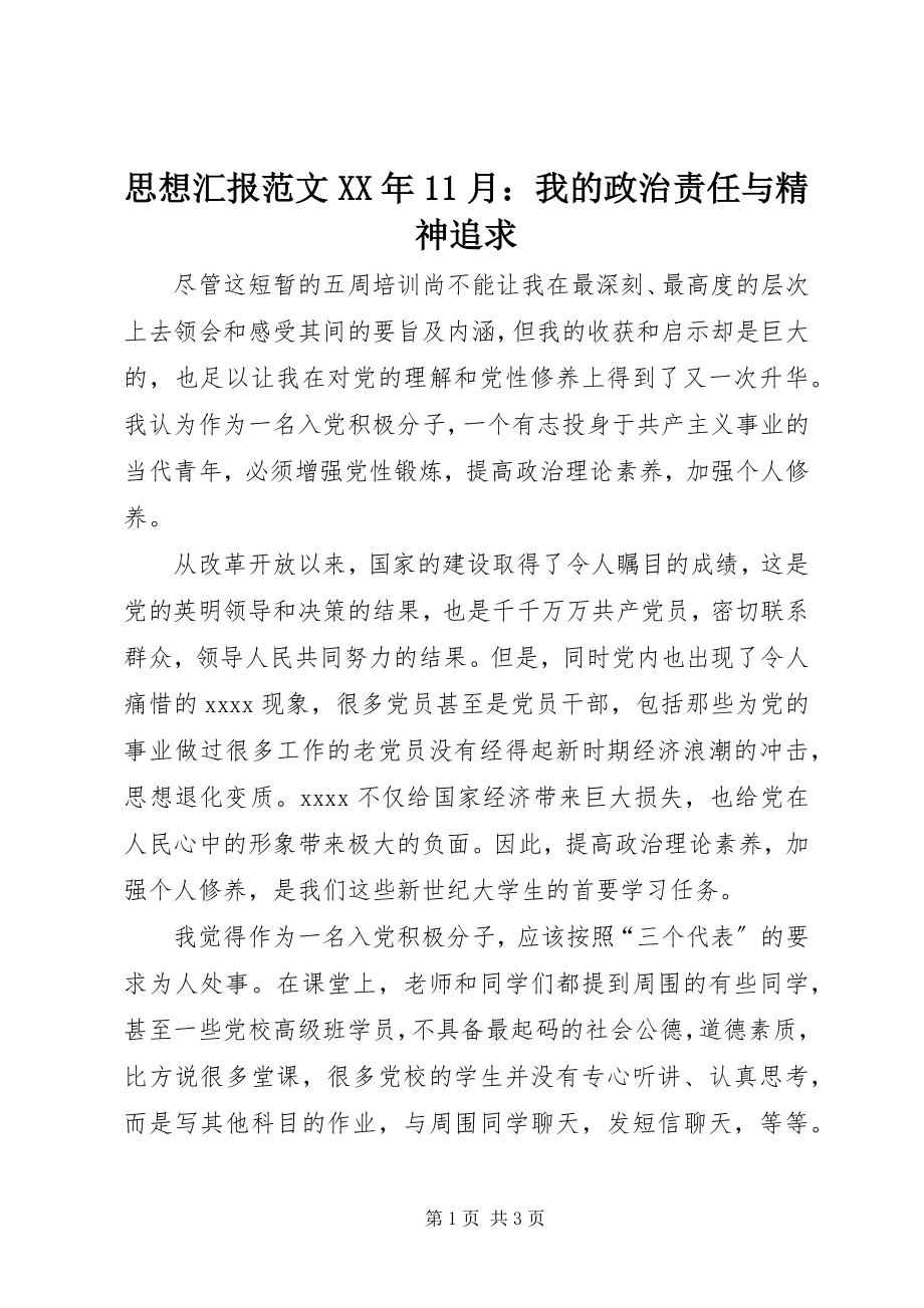 2023年思想汇报11月我的政治责任与精神追求.docx_第1页