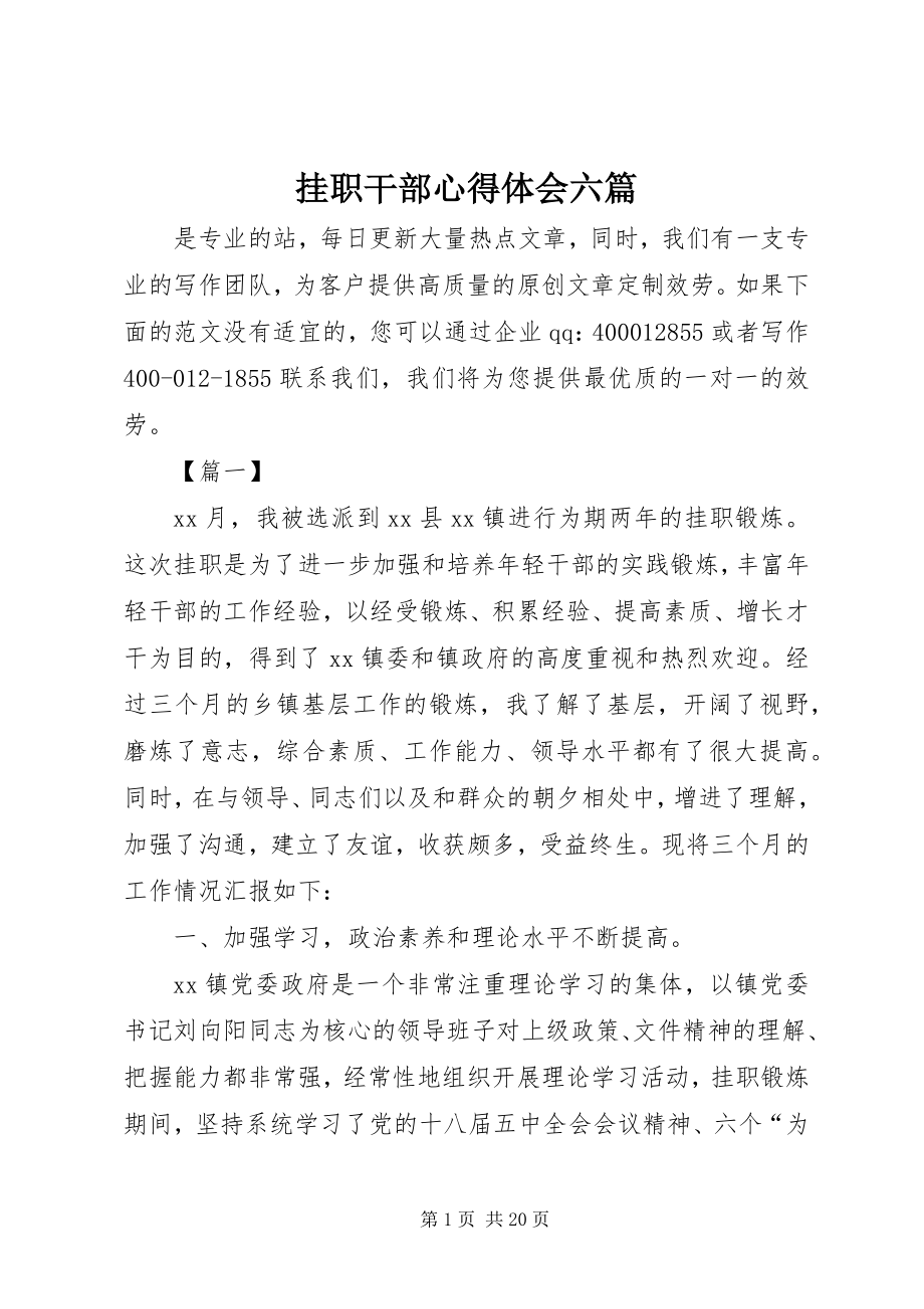 2023年挂职干部心得体会六篇.docx_第1页