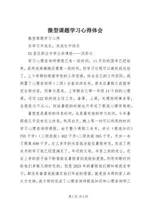 2023年微型课题学习心得体会.docx