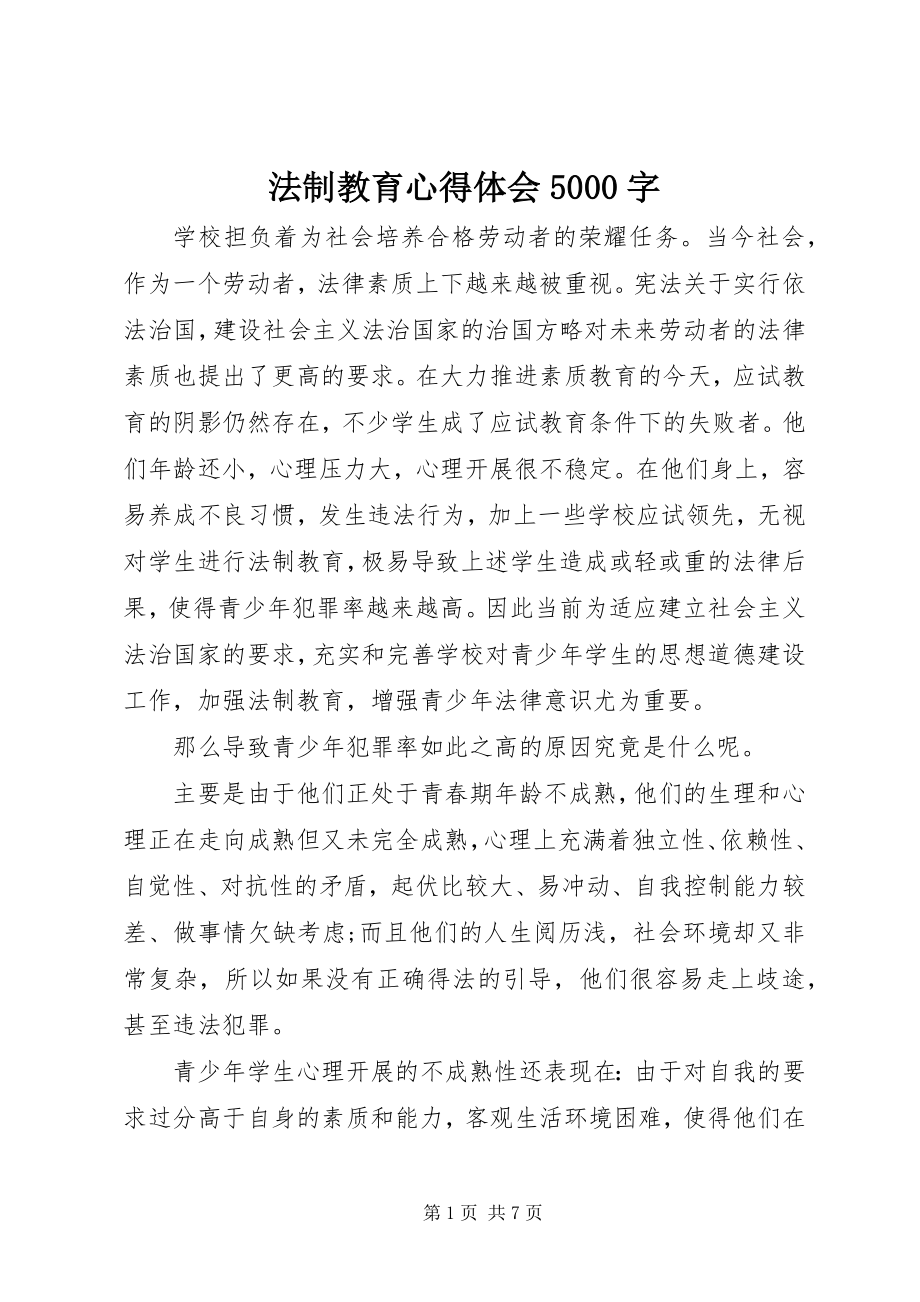 2023年法制教育心得体会5000字.docx_第1页