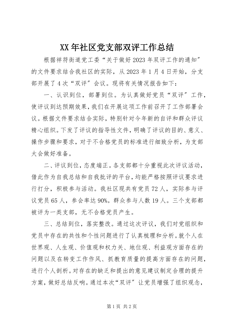 2023年社区党支部双评工作总结.docx_第1页