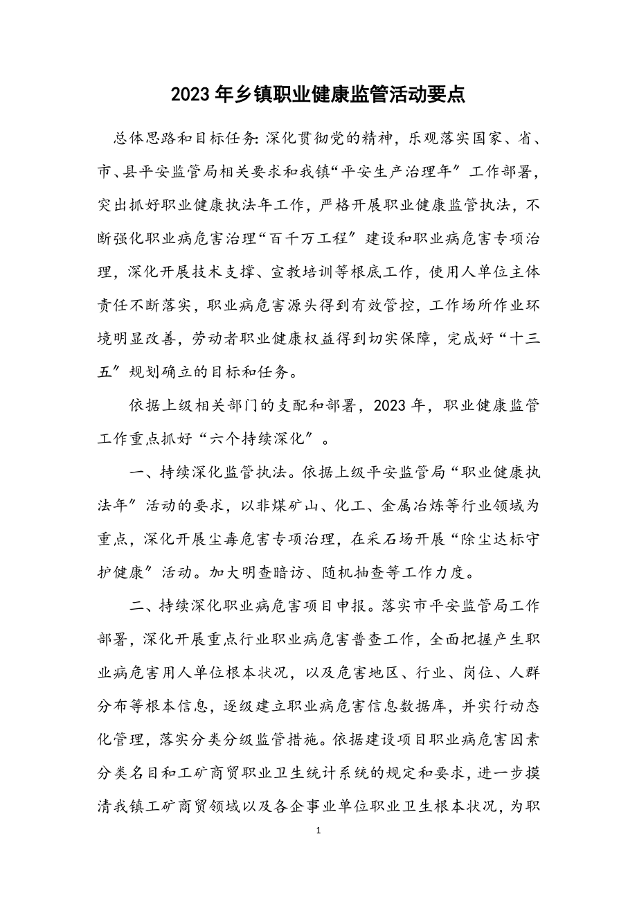 2023年乡镇职业健康监管活动要点.docx_第1页