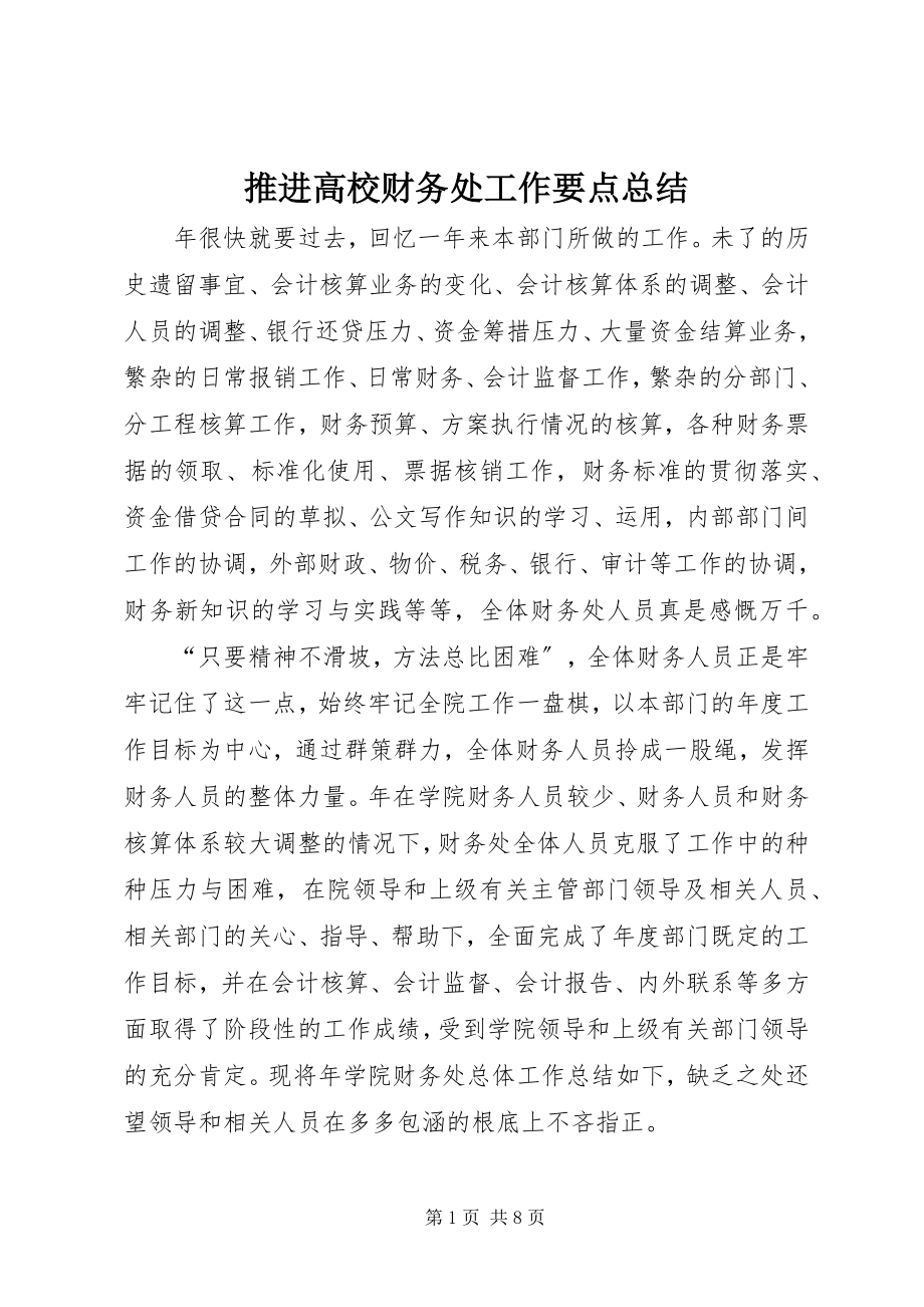 2023年推进高校财务处工作要点总结.docx_第1页