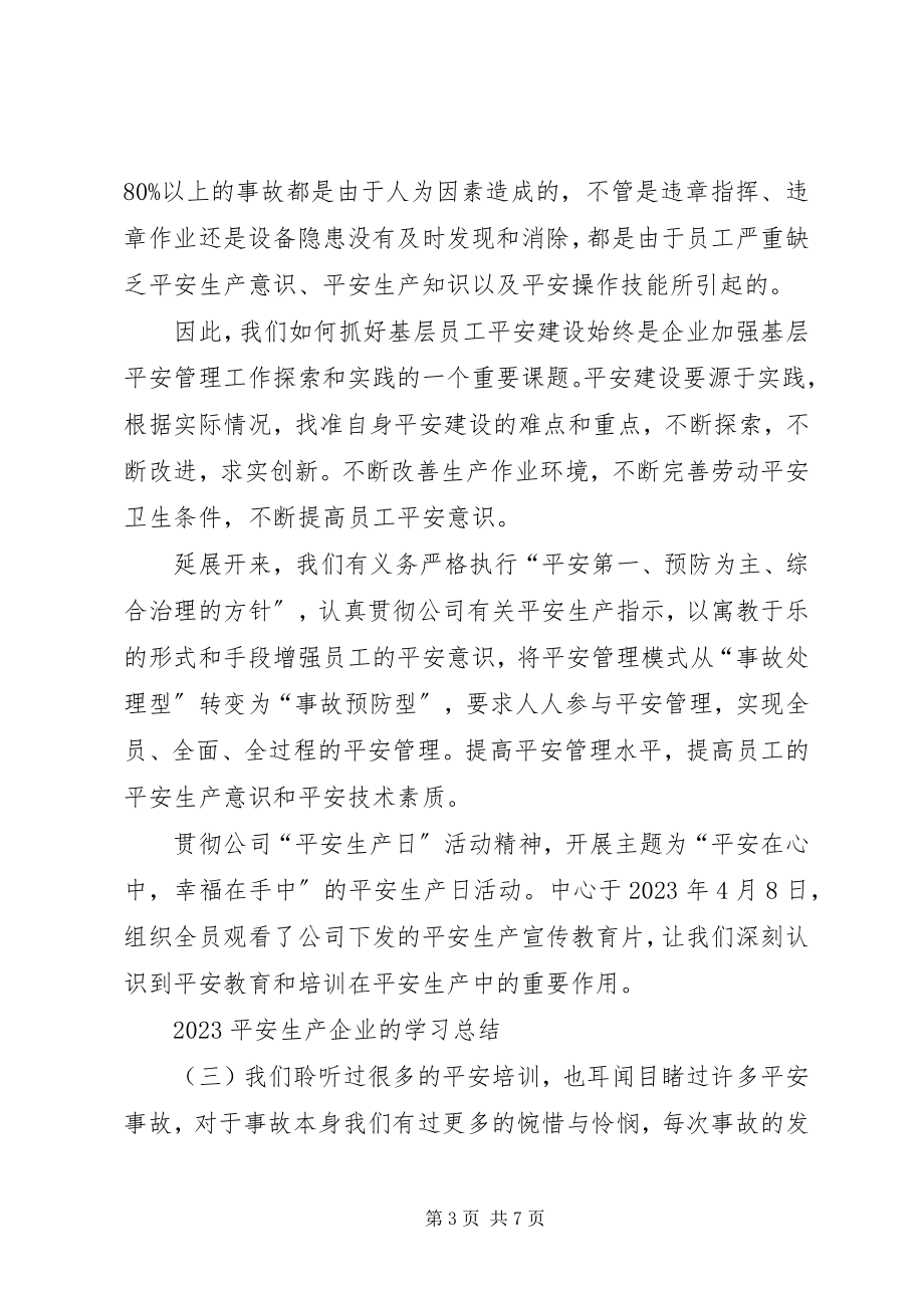 2023年安全生产企业的学习总结新编.docx_第3页