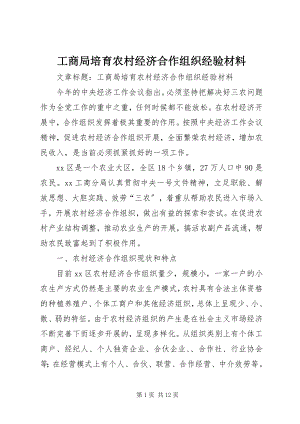 2023年工商局培育农村经济合作组织经验材料.docx