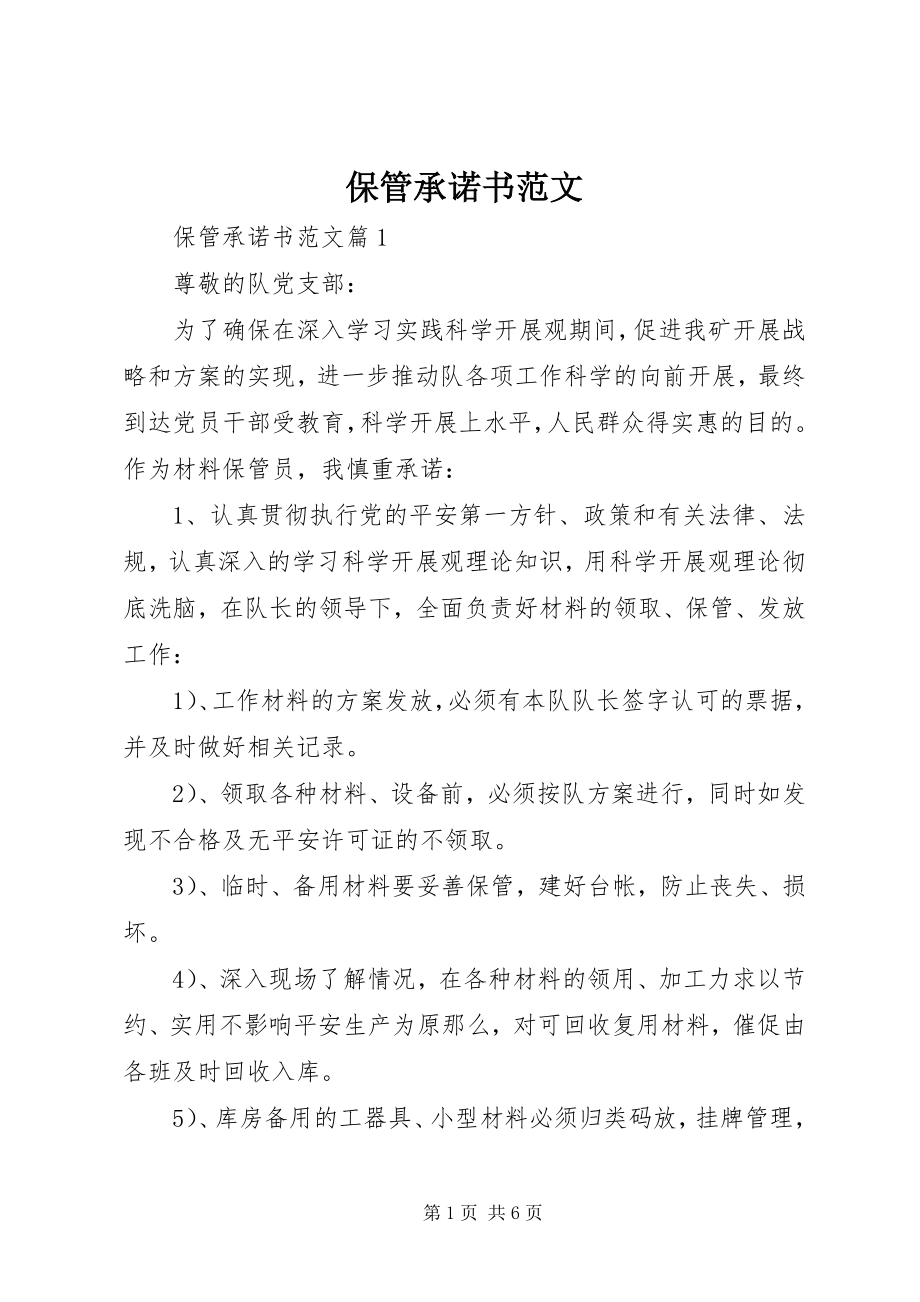 2023年保管承诺书新编.docx_第1页