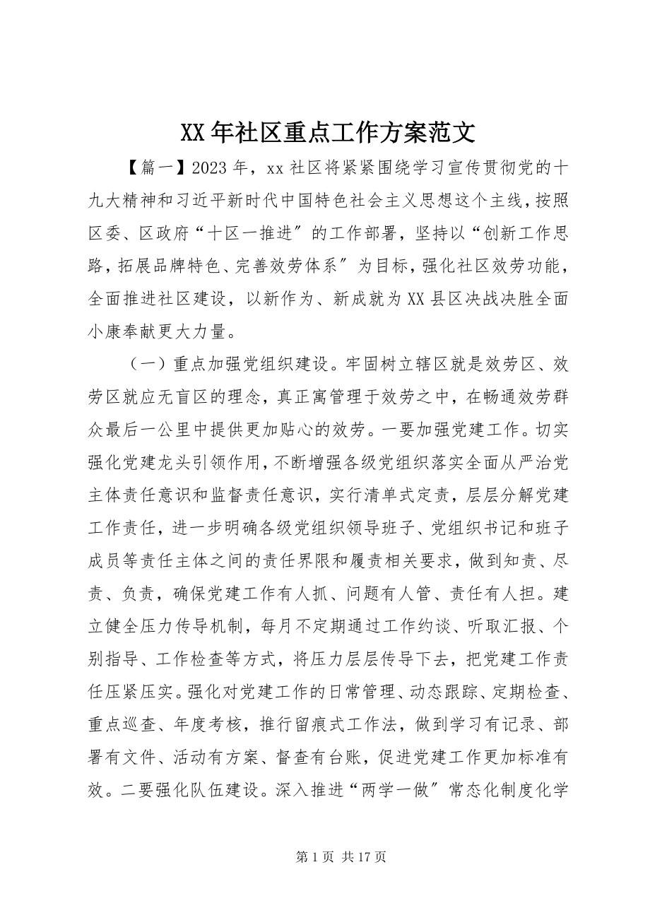 2023年社区重点工作计划.docx_第1页