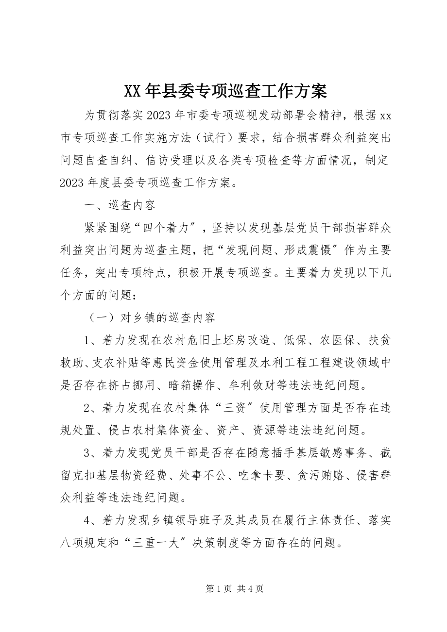 2023年县委专项巡查工作计划.docx_第1页