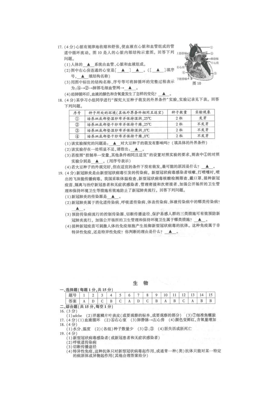 2023年江苏省连云港市中考生物试题.docx_第3页