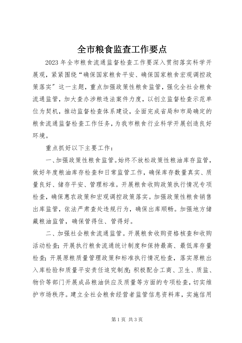 2023年全市粮食监查工作要点.docx_第1页