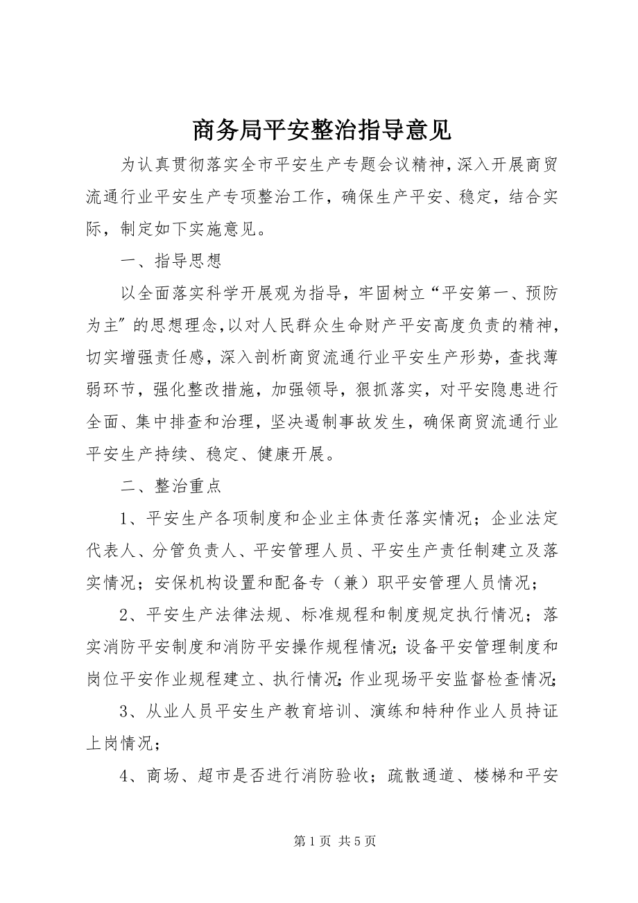 2023年商务局安全整治指导意见.docx_第1页