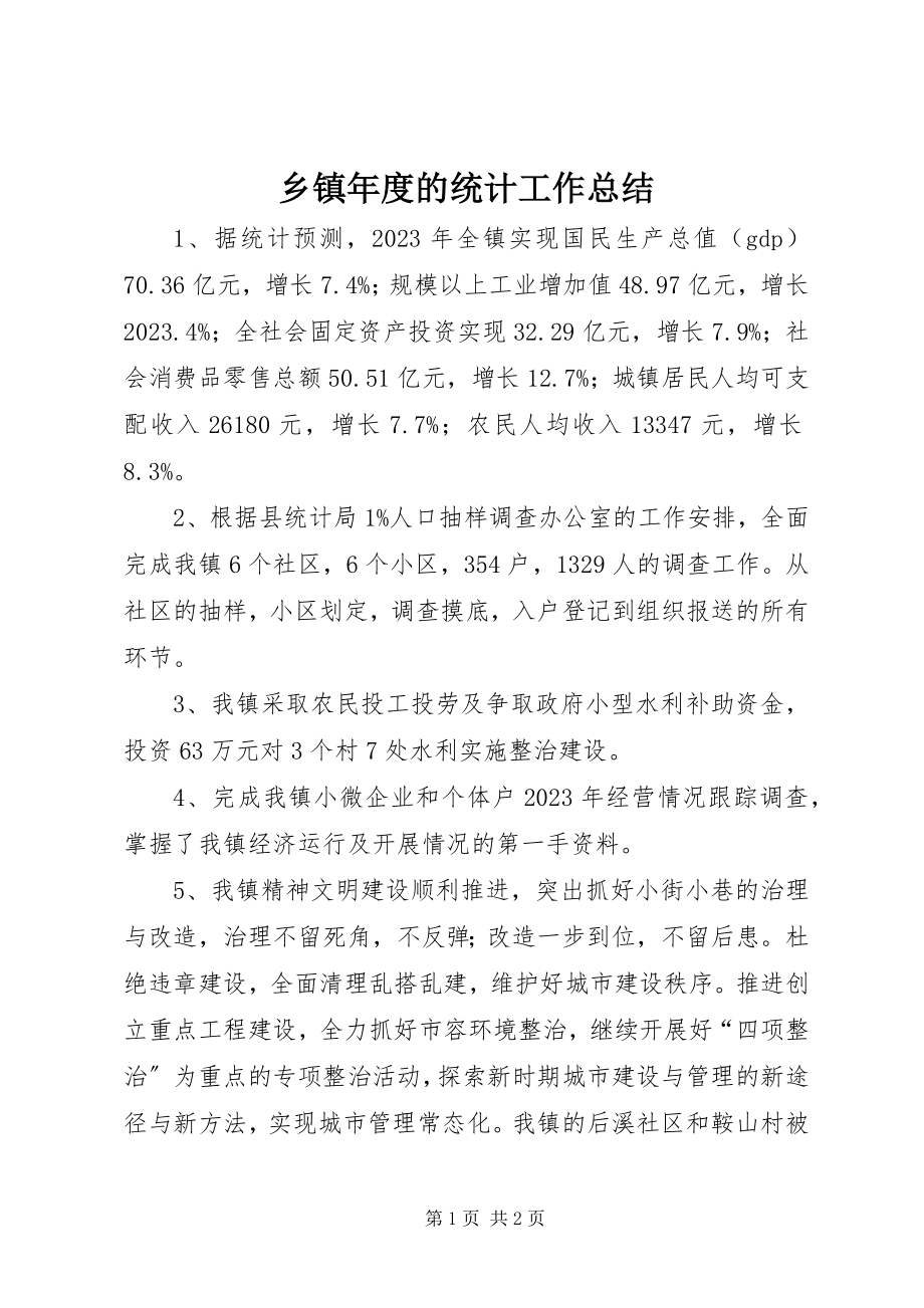 2023年乡镇年度的统计工作总结.docx_第1页