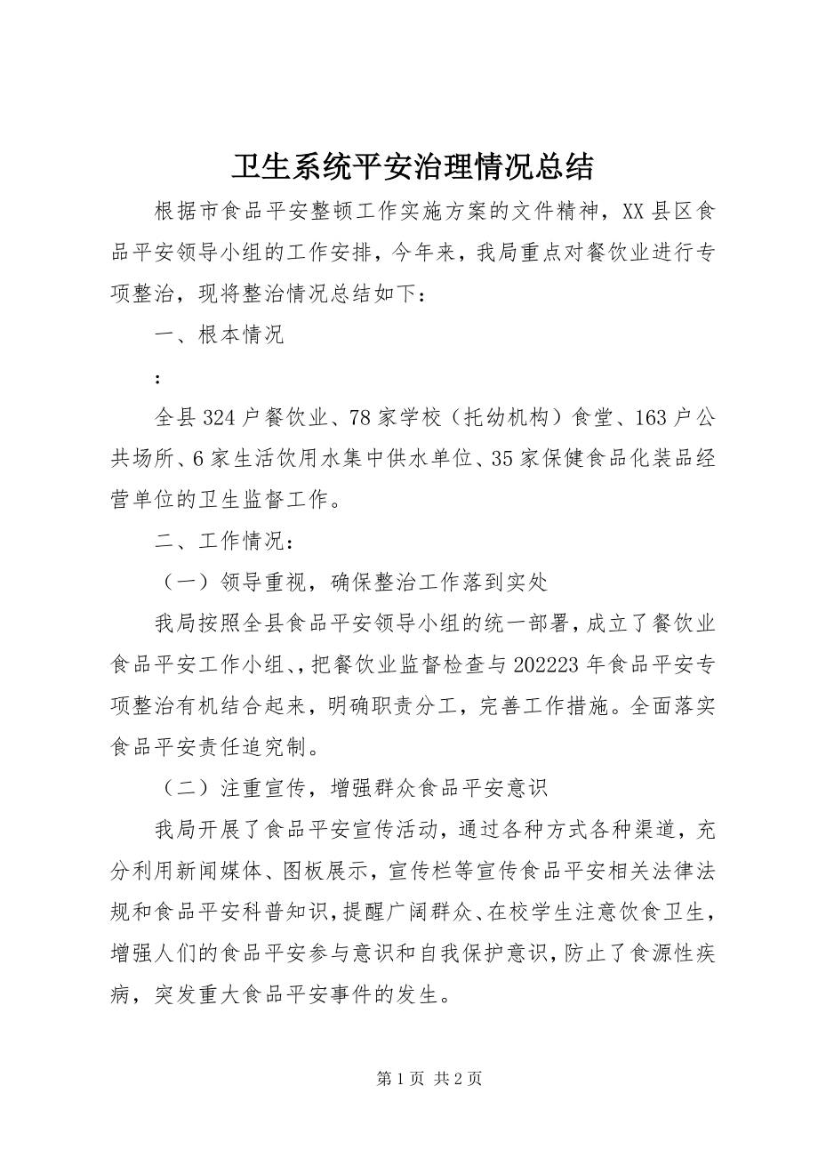 2023年卫生系统安全治理情况总结.docx_第1页