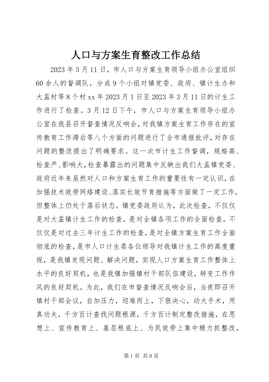 2023年人口与计划生育整改工作总结.docx_第1页