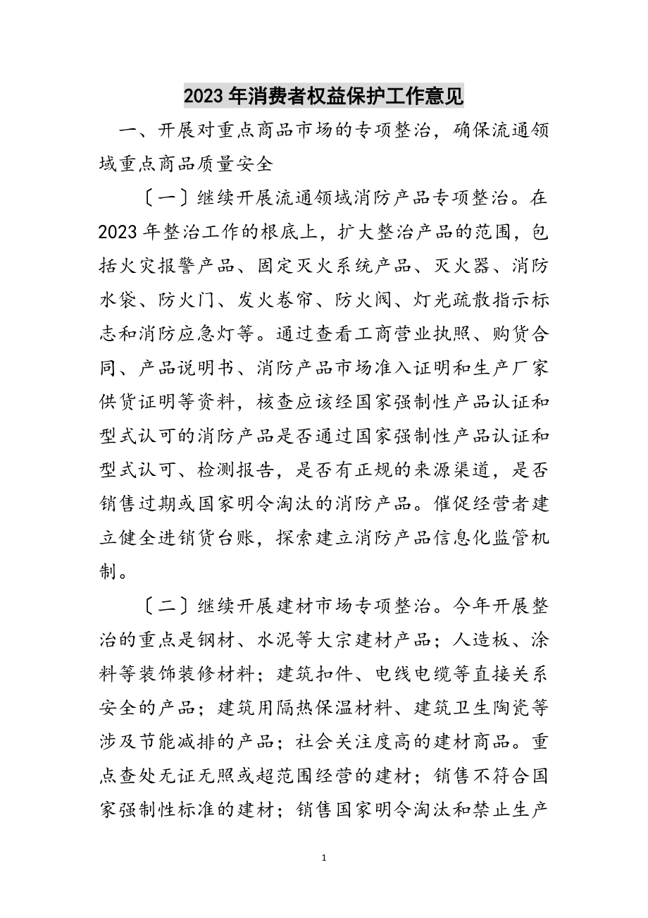 2023年年消费者权益保护工作意见范文.doc_第1页