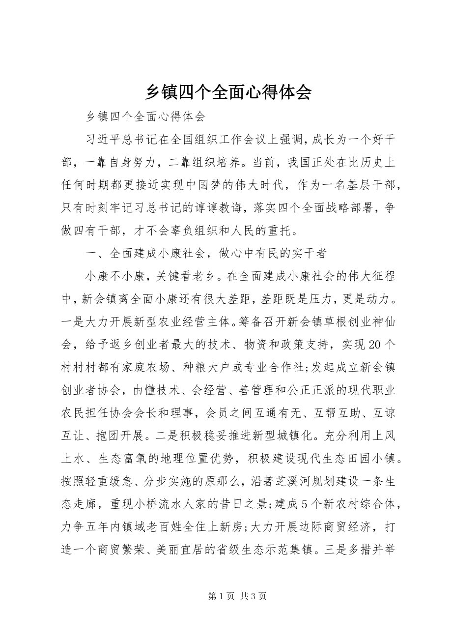 2023年乡镇四个全面心得体会.docx_第1页