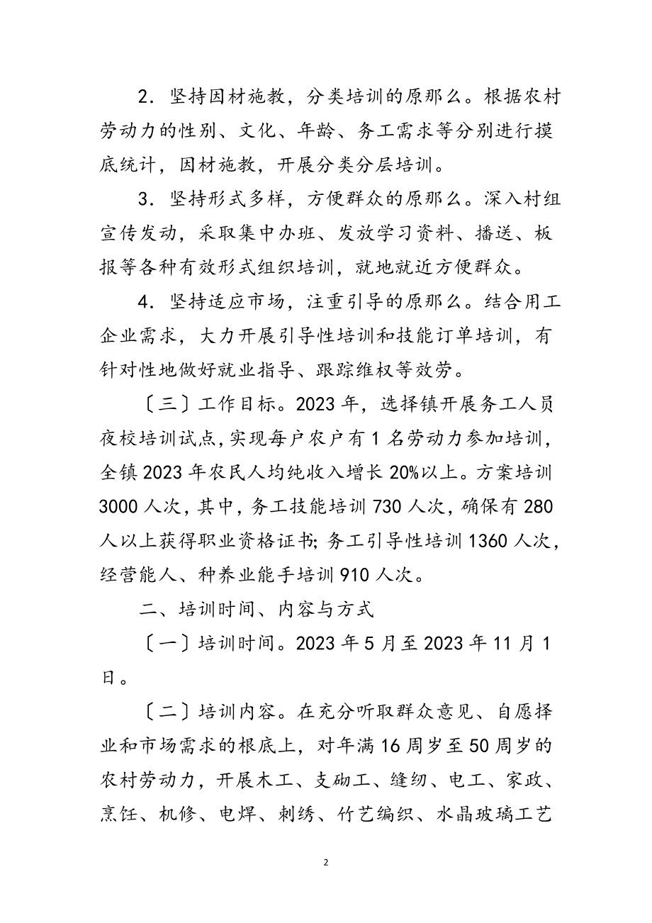 2023年乡镇务工人员夜校培训策划方案范文.doc_第2页