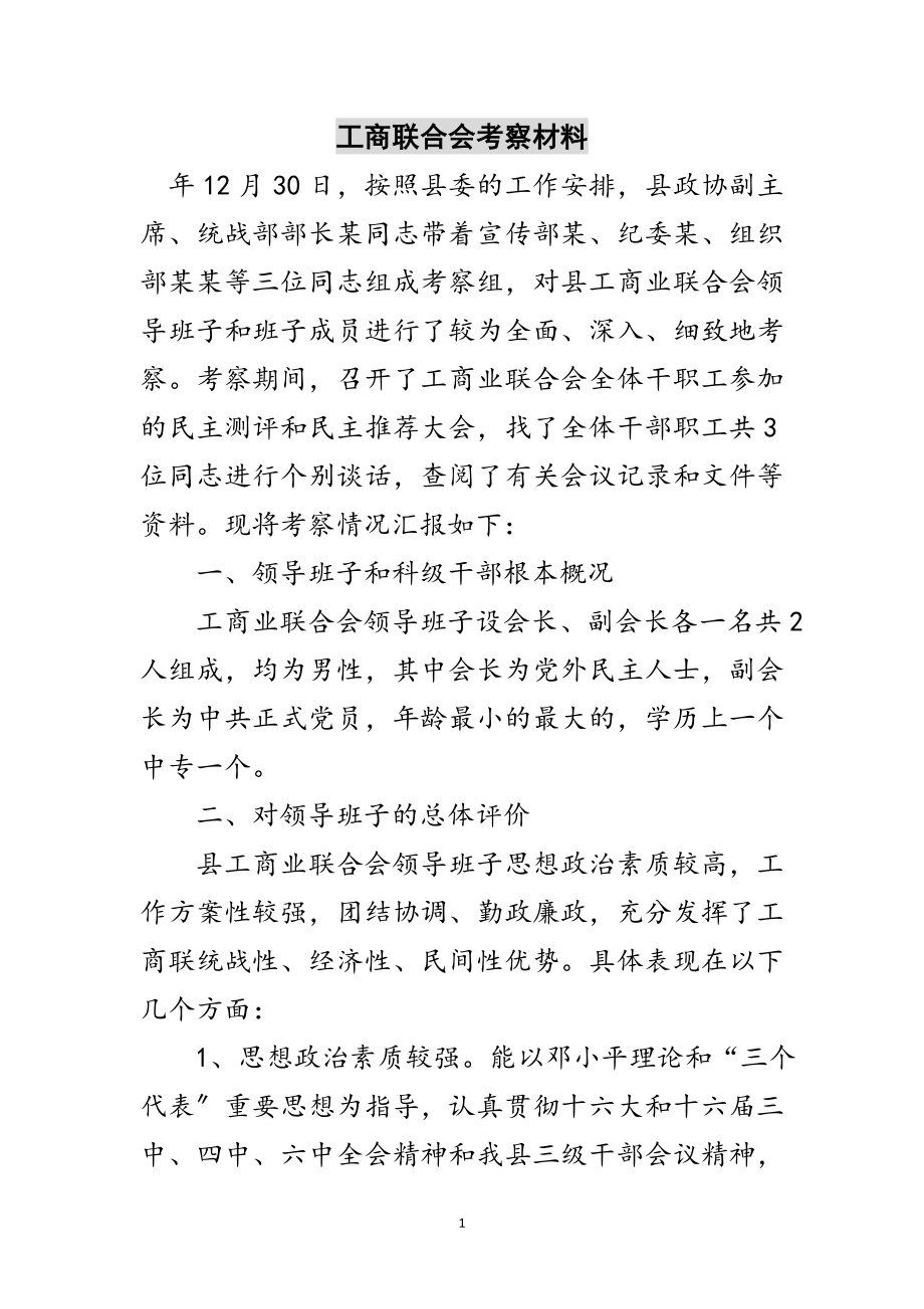 2023年工商联合会考察材料范文.doc_第1页