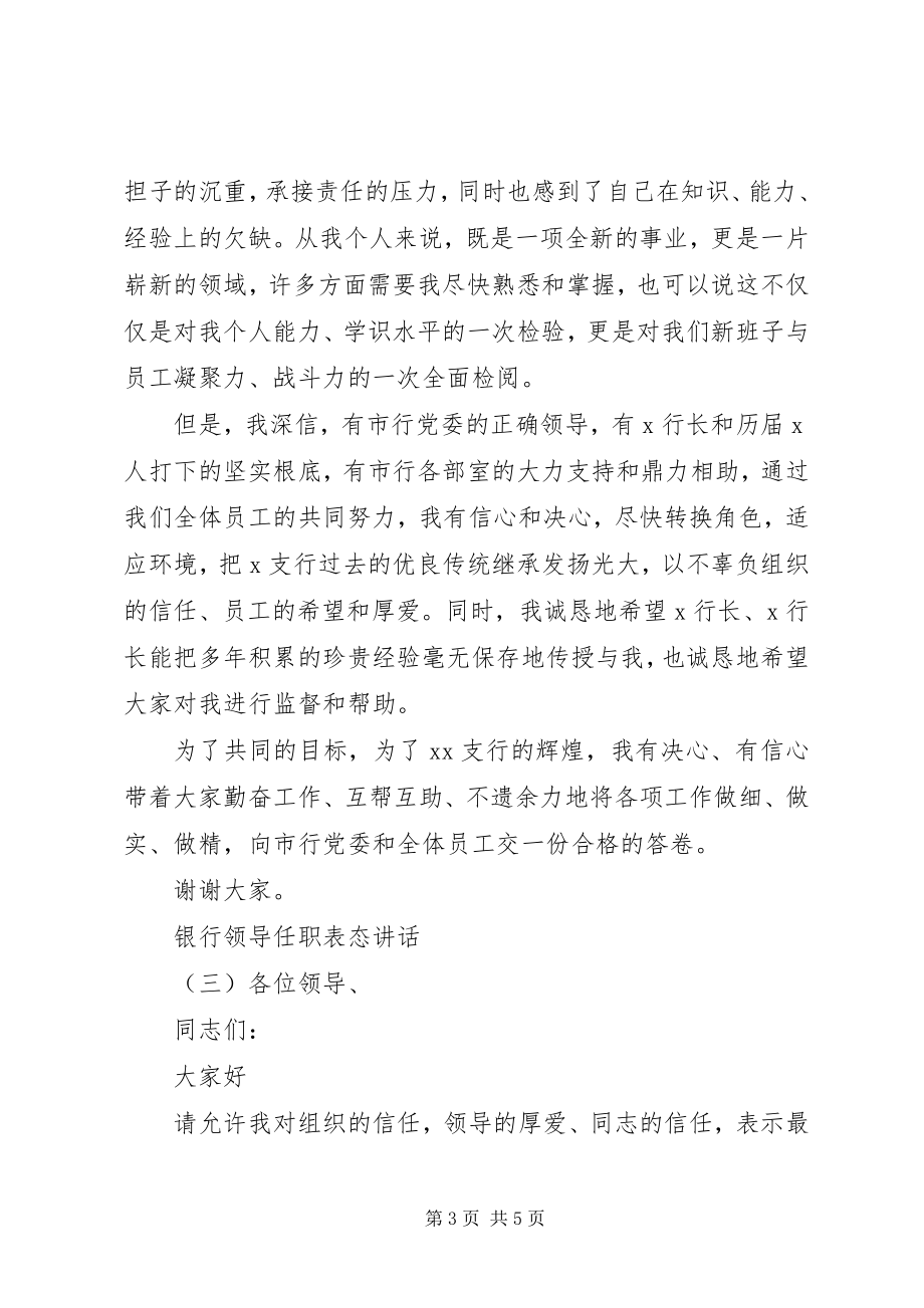 2023年银行领导任职表态致辞.docx_第3页