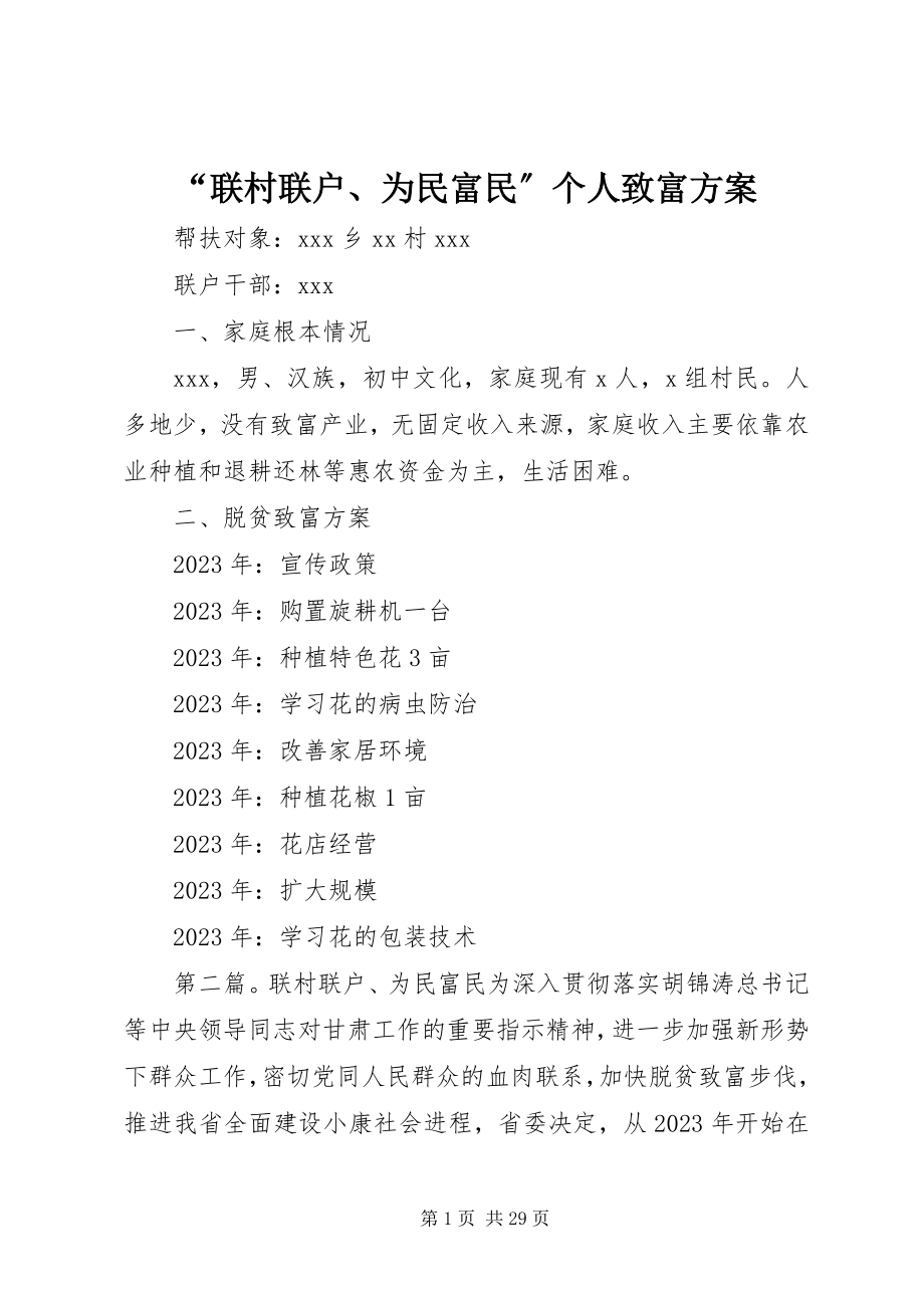 2023年“联村联户为民富民”个人致富计划新编.docx_第1页