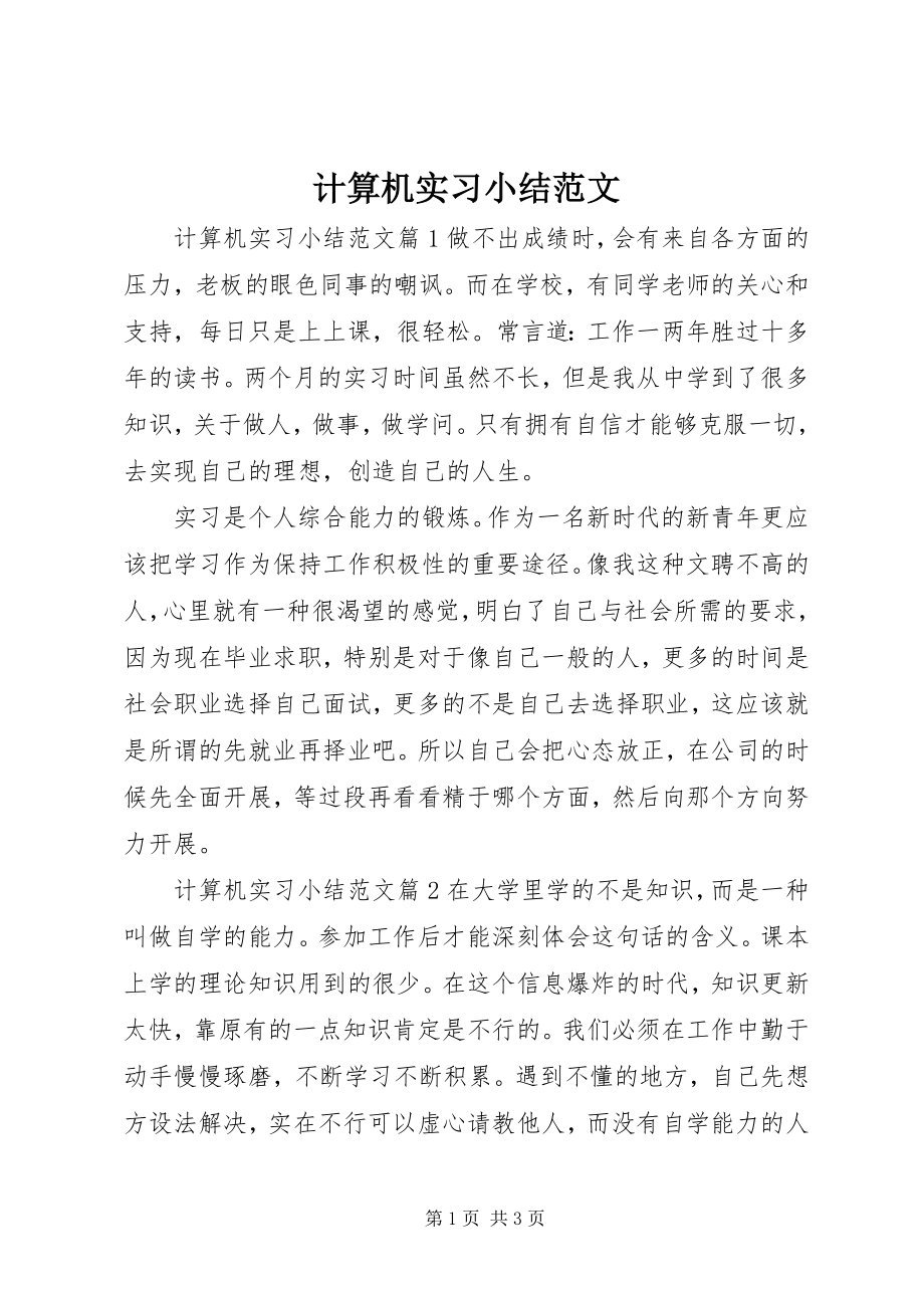 2023年计算机实习小结.docx_第1页