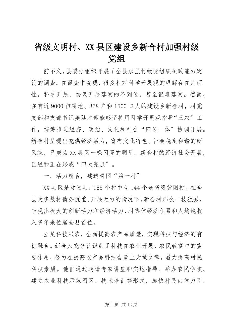 2023年省级文明村XX县区建设乡新合村加强村级党组.docx_第1页