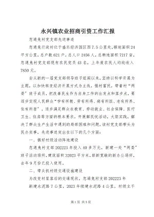 2023年永兴镇农业招商引资工作汇报.docx