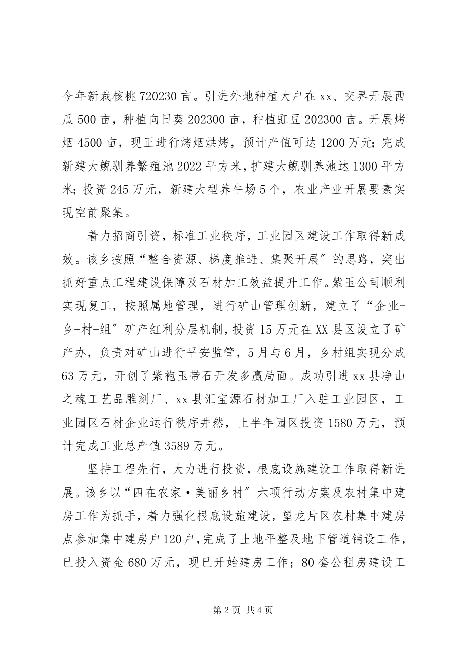 2023年乡上半年经济社会发展总结.docx_第2页