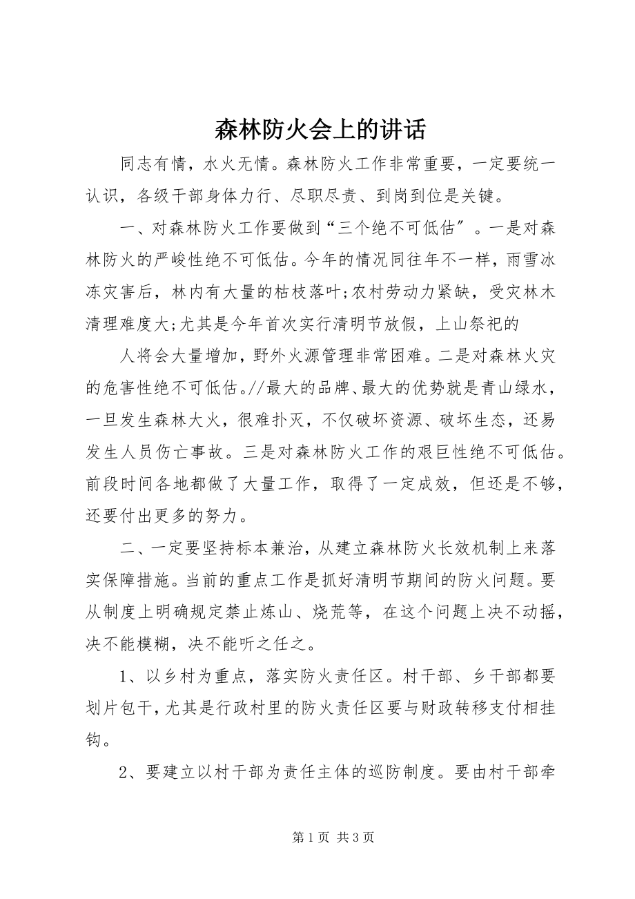 2023年森林防火会上的致辞.docx_第1页