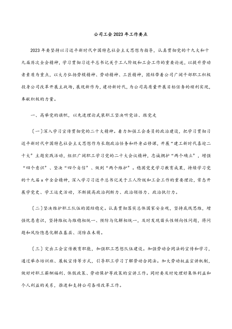 公司工会工作要点.docx_第1页