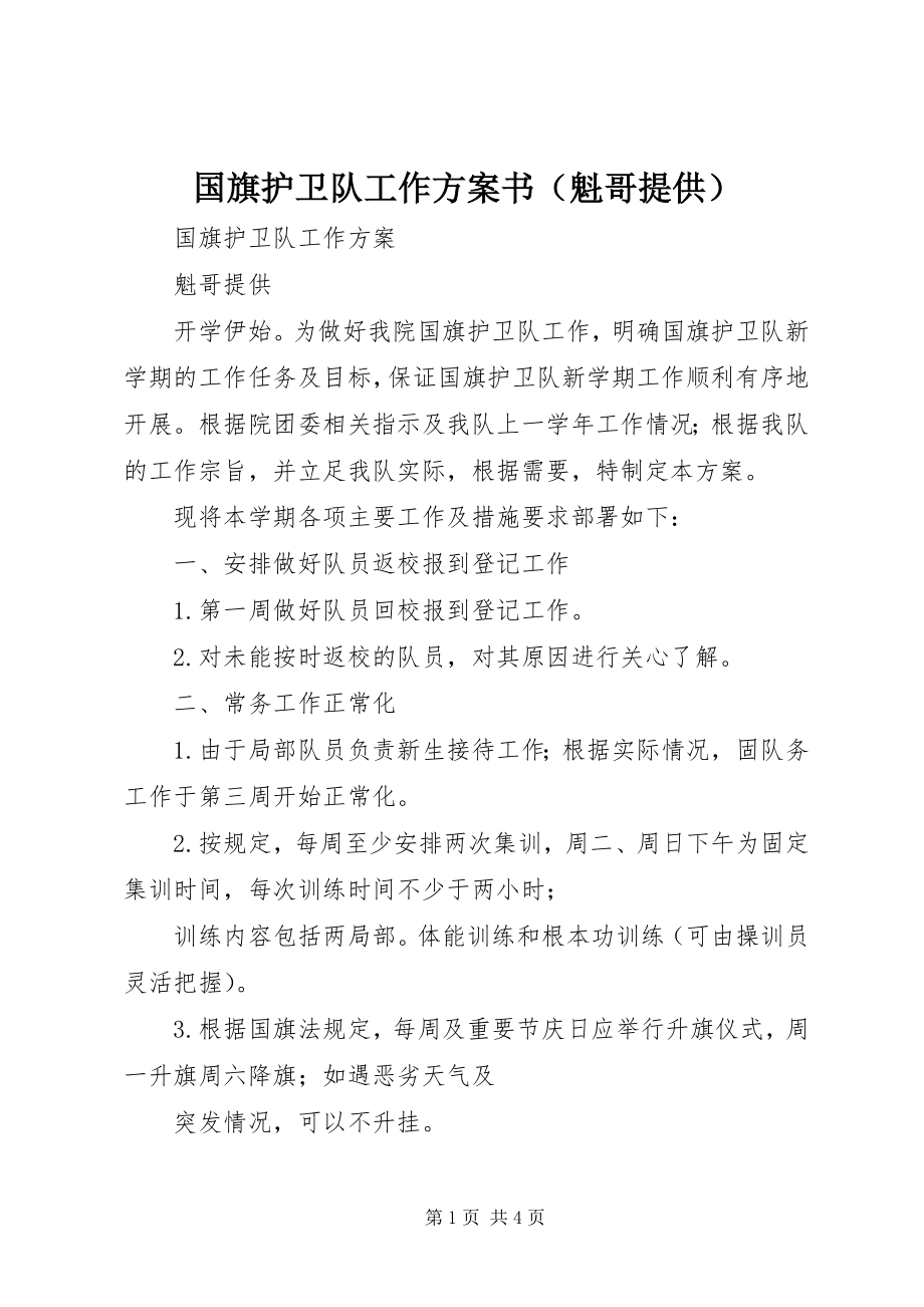 2023年国旗护卫队工作计划书.docx_第1页