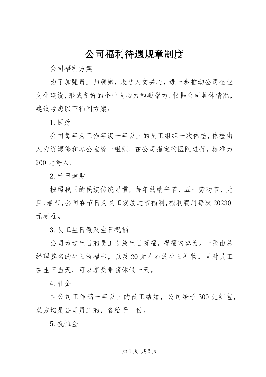 2023年公司福利待遇规章制度.docx_第1页