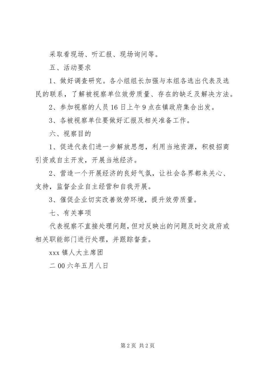 2023年组织镇人大代表开展视察工作的方案.docx_第2页