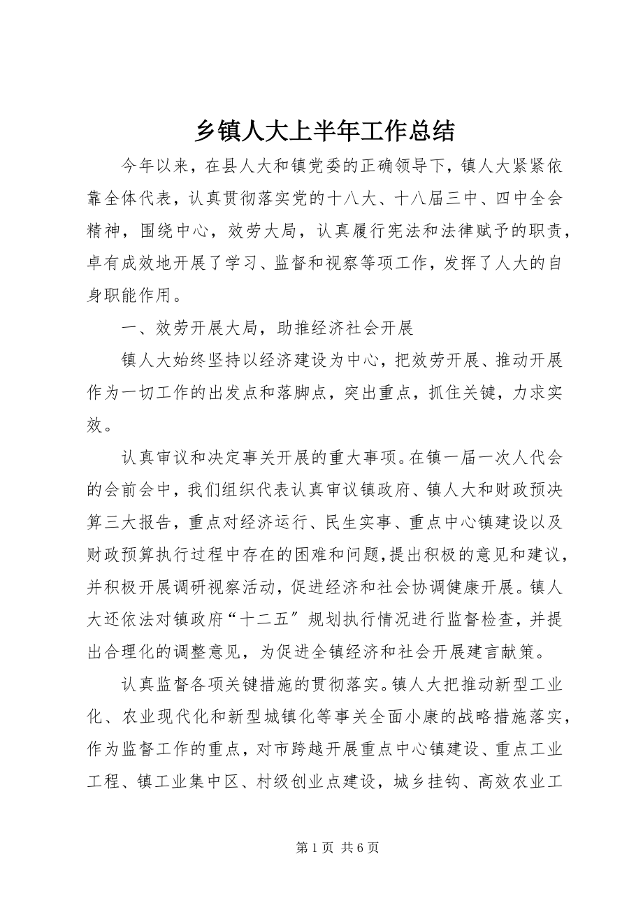 2023年乡镇人大上半年工作总结.docx_第1页