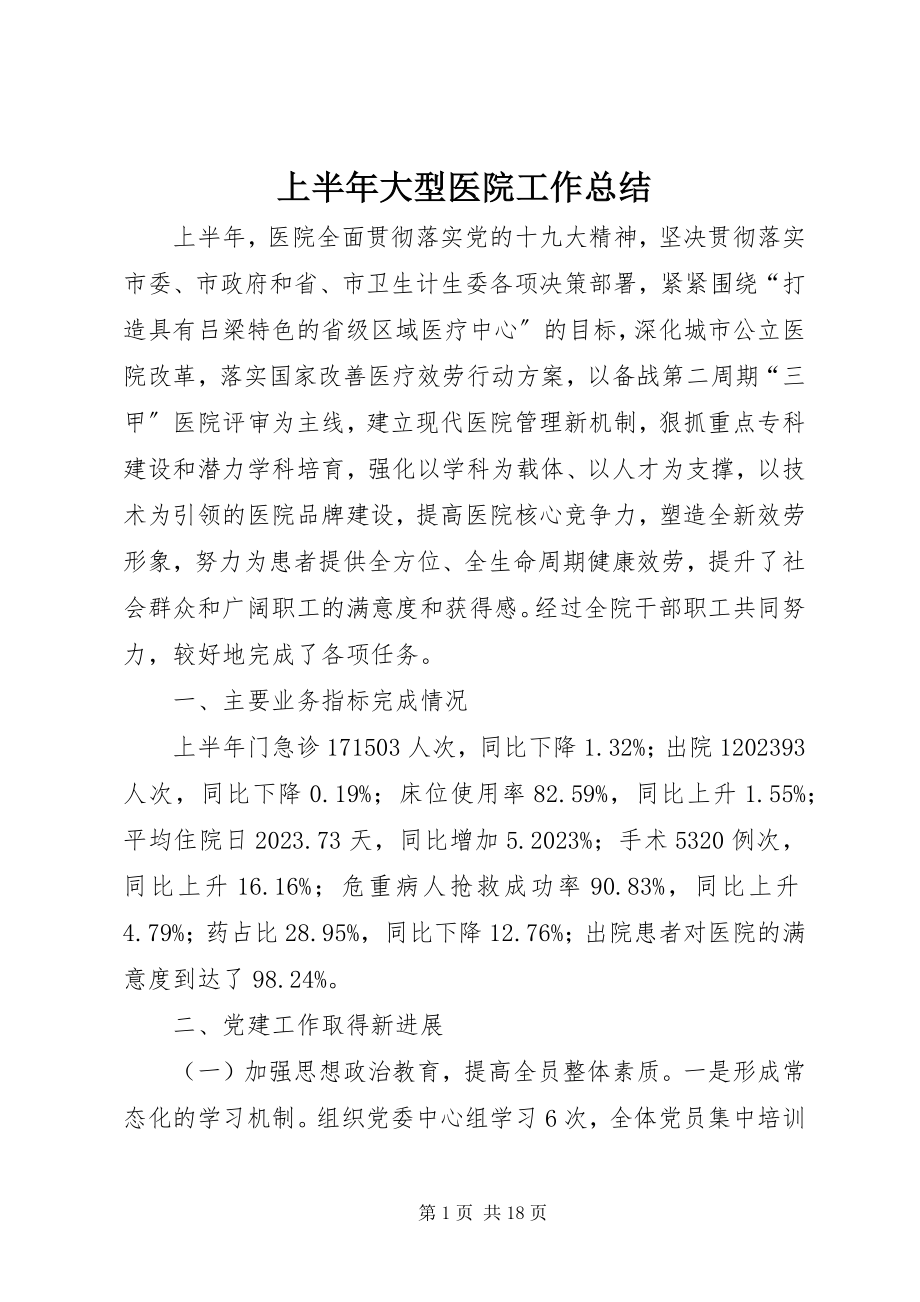 2023年上半年大型医院工作总结.docx_第1页