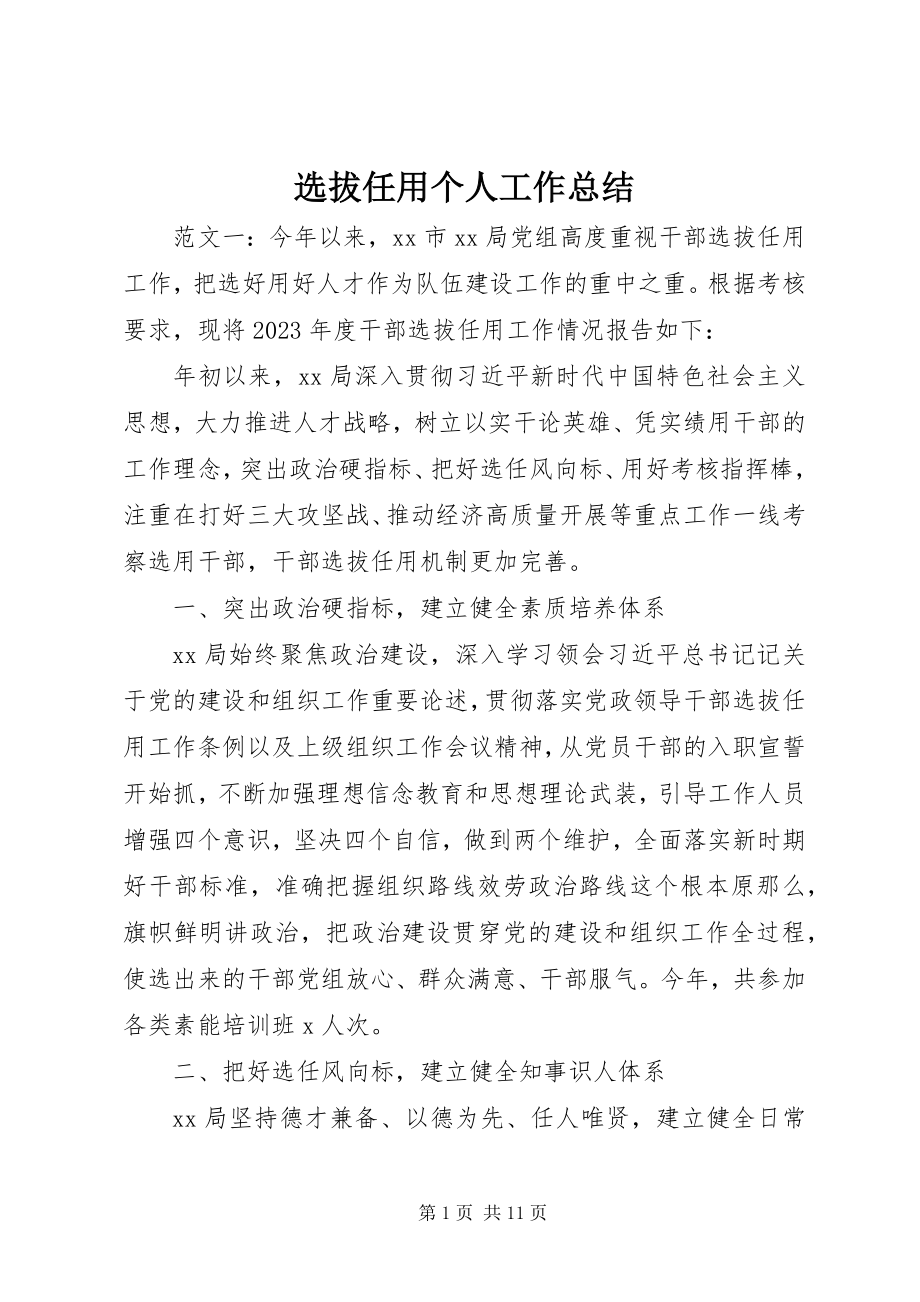 2023年选拔任用个人工作总结.docx_第1页